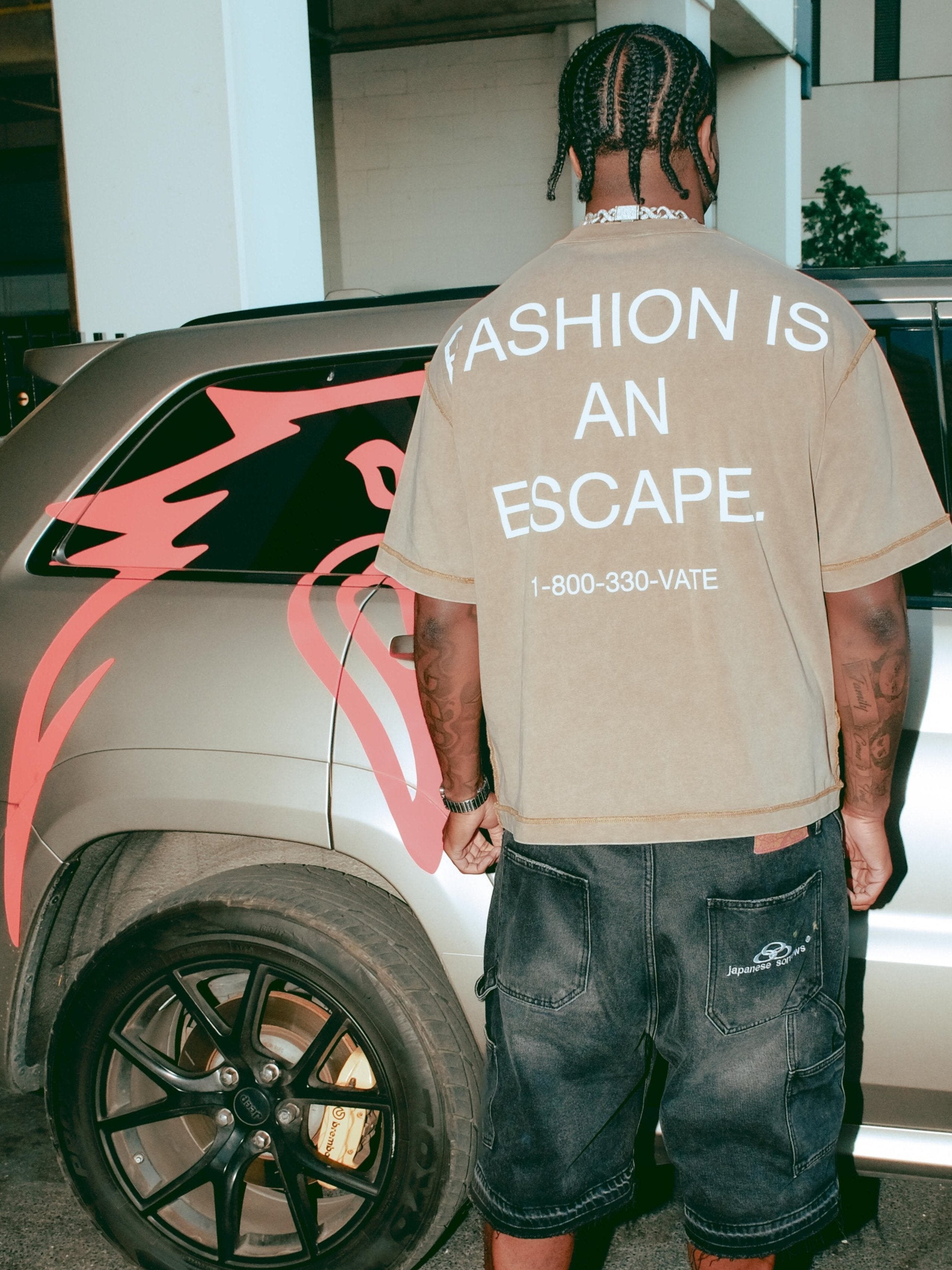 "FASHION IS AN ESCAPE" BOX CROP TEE